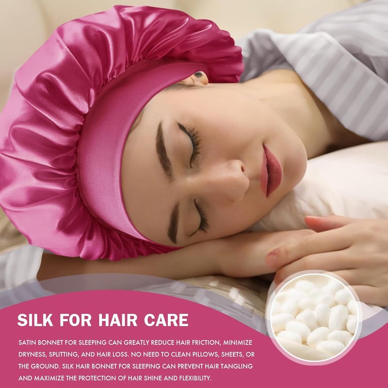 Doitory Store Satin Silk Bonnet for Sleeping, Double Layer Silk Sleep Cap for Men & Women, Soft Satin Lined Bonnet for Curly Hair - Image 4